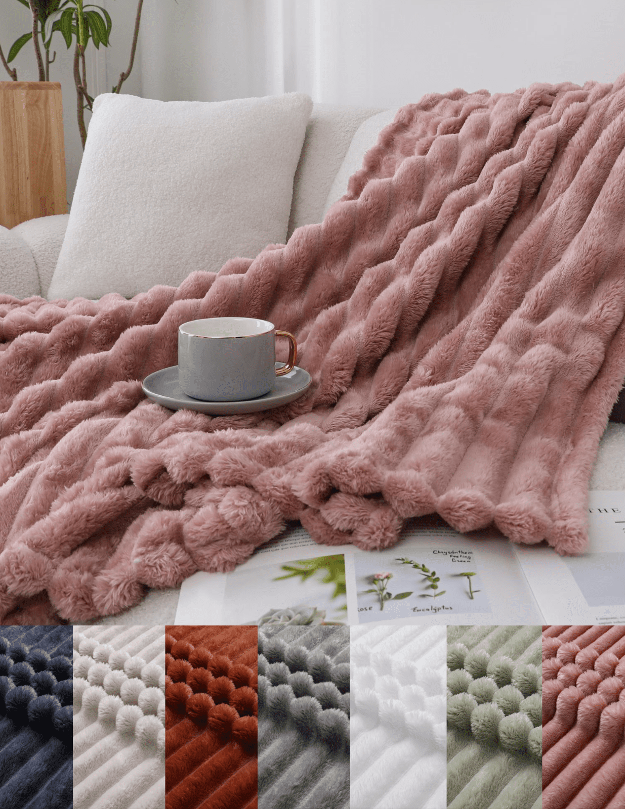 Kate Aurora Modern Lux Ultra Soft & Plush Ribbed Accent Throw Blanket - 50 in. W x 60 in. L - Assorted Colors