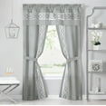 thumbnail image 1 of Montauk Accents Malibu 5 Piece Rod Pocket All In One Attached Semi Sheer Window Curtain Panels & Valance Set - 63 in. Long, Silver, 1 of 3