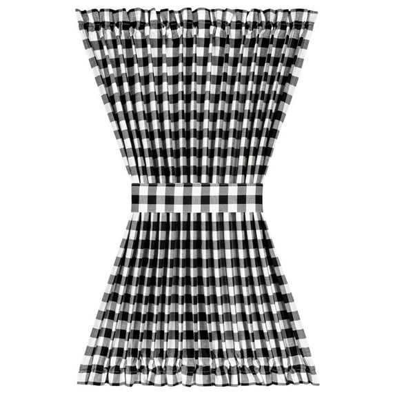 Kate Aurora Plaid Country Farmhouse Door Curtain With Tieback - Assorted Colors & Sizes
