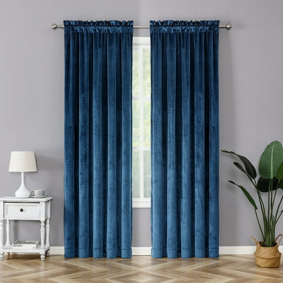 Kate Aurora Royal Living Timeless Velvet Light Filtering Curtains, 52” x 84” (2 Panels)