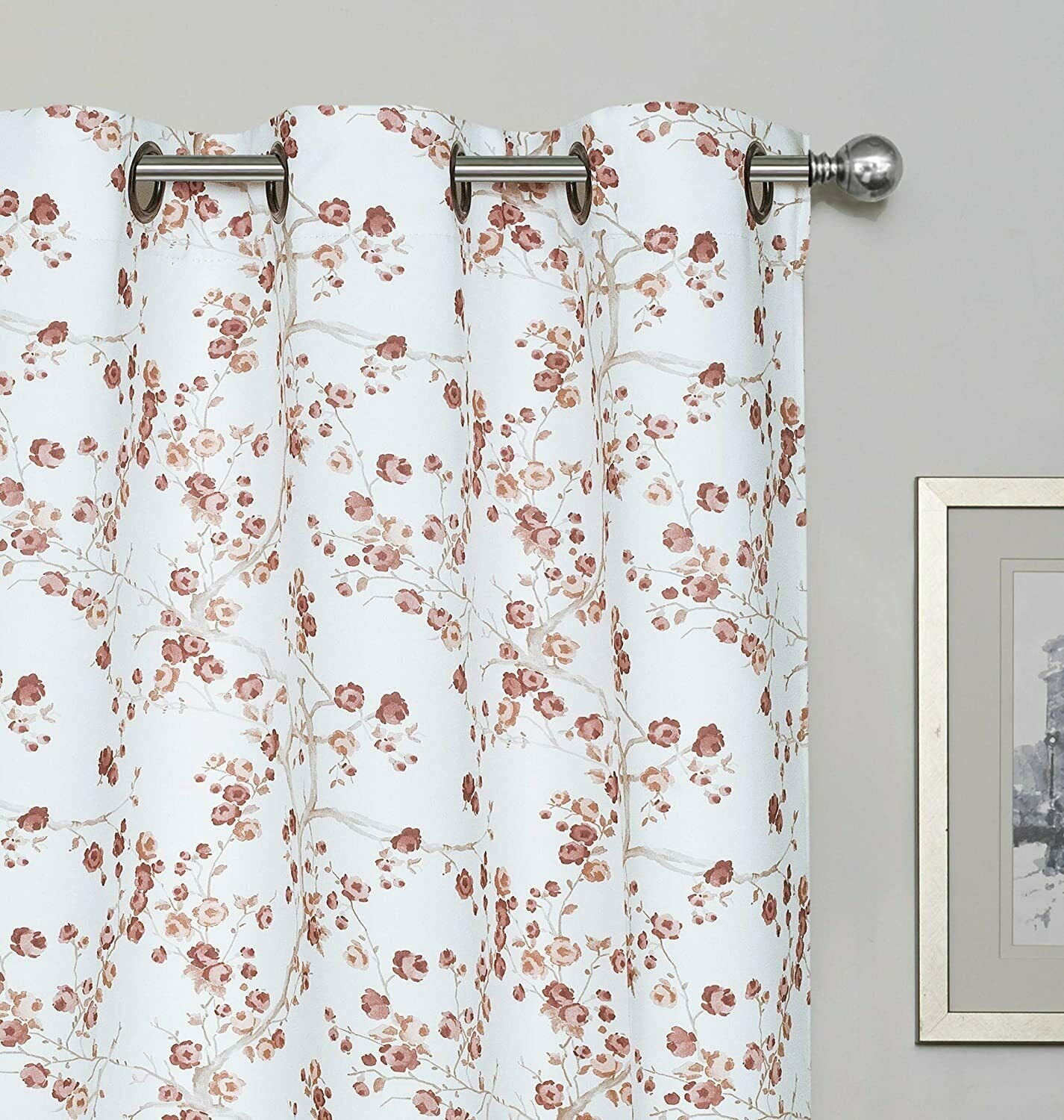 Kate Aurora Shabby Chic Cherry Blossom Room Darkening Curtains, 2 Pack ...