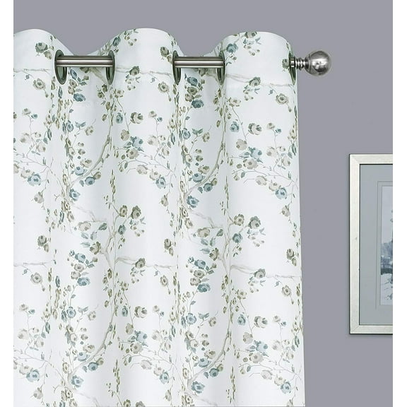 Kate Aurora Shabby Chic 2 Pack Cherry Blossom Grommet Top Room Darkening Curtains - Neutral/Gray