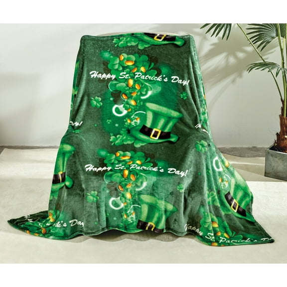 Kate Aurora St. Patrick's Day Shamrock Ultra Soft & Plush Oversized Accent Throw Blanket - 50 In W X 70 In. L