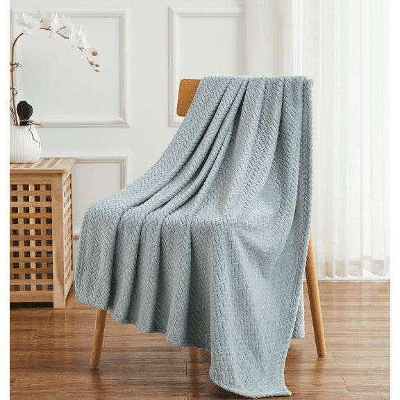 Kate Aurora Ultra Plush Herringbone Embossed Hypoallergenic Fleece Throw Blankets - Assorted Colors