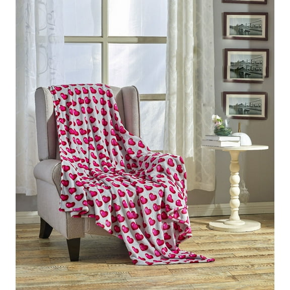 Kate Aurora Valentine's Day Emoji Hearts Ultra Soft & Plush Accent Throw Blanket - 50 In W X 60 In. L