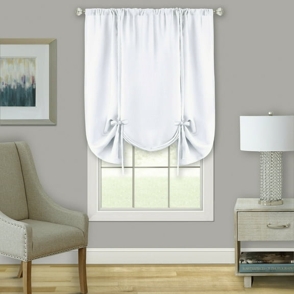 Kate Aurora White Tie Up Window Shade Curtains, 42 x 63