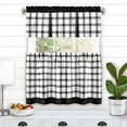 thumbnail image 1 of Kate Aurora Windowpane Plaid Country Farmhouse Kitchen Curtain Tier & Valance - Black, 24 in. Long, 1 of 5