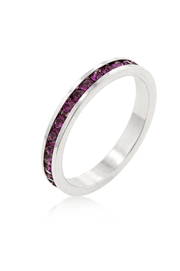 Genuine Rhodium Plated Channel Set Stacker Ring in Silvertone - Size 5