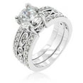thumbnail image 1 of Kate Bissett  Genuine Rhodium Plated Triple Row Anniversary Ring with Round Cut Clear CZ in Silvertone - Size 6, 1 of 1
