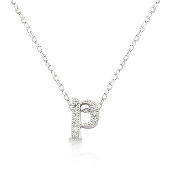 Kate Bissett Micro-Pave Initial P Pendant - Clear - 16 Inch