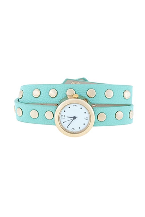 Mint Round Studded Wrap Watch - Mint