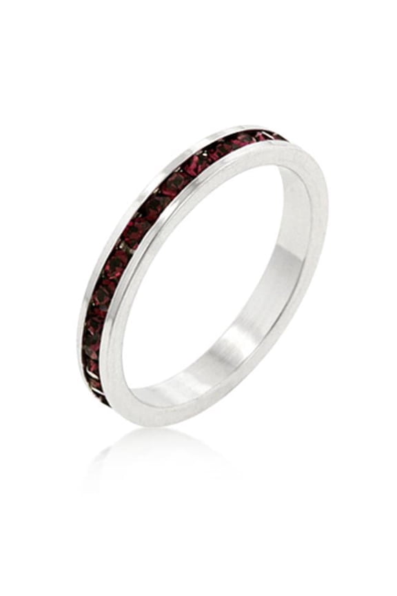 R01147R-V10-05 Genuine Rhodium Plated Channel Set Stacker Ring in Silvertone - Size 5