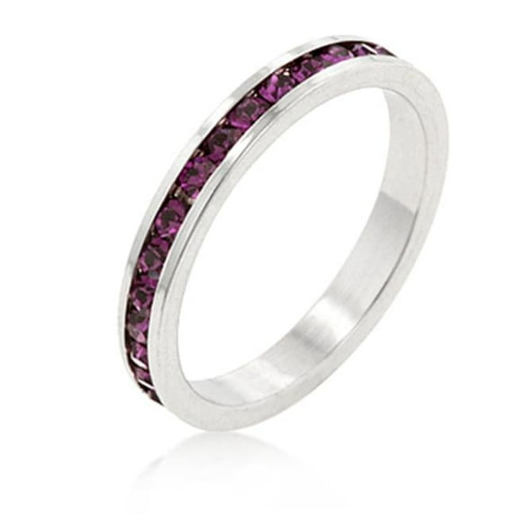 Kate Bissett R01147R-V20-07 Genuine Rhodium Plated Channel Set Stacker Ring in Silvertone - Size 7