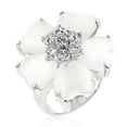 thumbnail image 1 of Kate Bissett R07167R-C93-05 Genuine Rhodium Plated Floral Ring with Prong Set Cats Eye CZ and Round Cut Clear CZ Center Stone in Silvertone- Size 5, 1 of 1