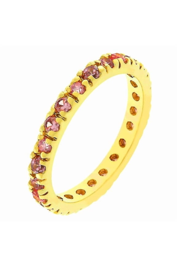 R07865G-V12-08 14k Rose Gold Plated Eternity Ring with Channel Set Pink Ice CZ in Goldtone- Size 8