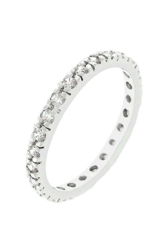 R07865R-C01-06 Genuine Rhodium Plated Eternity Ring with Channel Set Clear CZ in Silverstone- Size 6