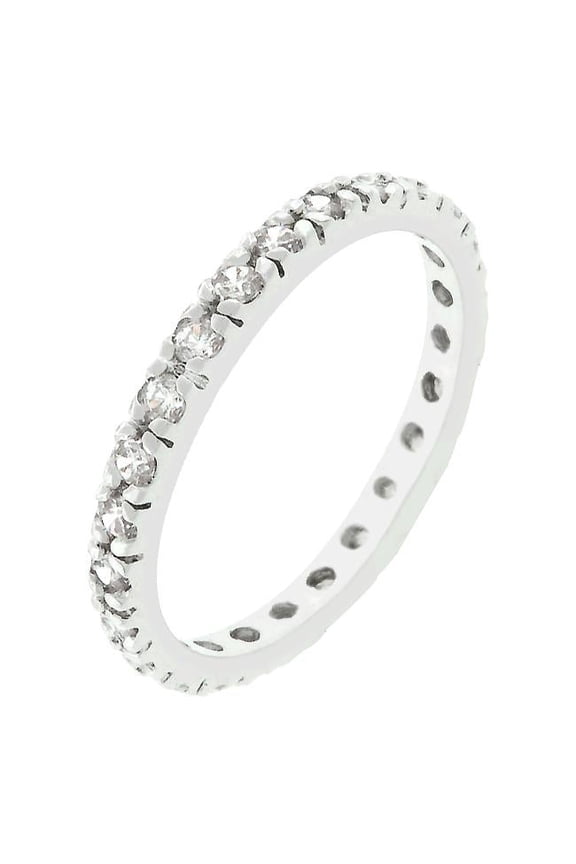 R07865R-C01-10 Genuine Rhodium Plated Eternity Ring with Channel Set Clear CZ in Silverstone- Size 10