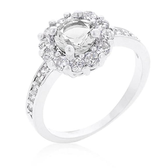 Kate Bissett R08347R-C01-08 Bella Birthstone Engagement Ring In Clear- Size 08