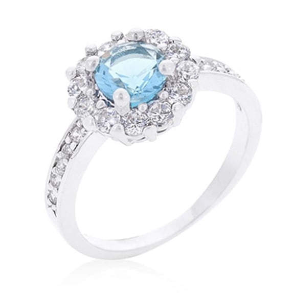 Kate Bissett R08347R-C32-05 Bella Birthstone Engagement Ring In Blue- Size 05