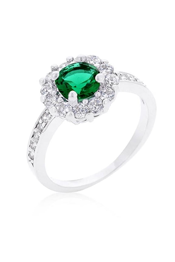 R08347R-C41-05 Bella Birthstone Engagement Ring In Green- Size 05