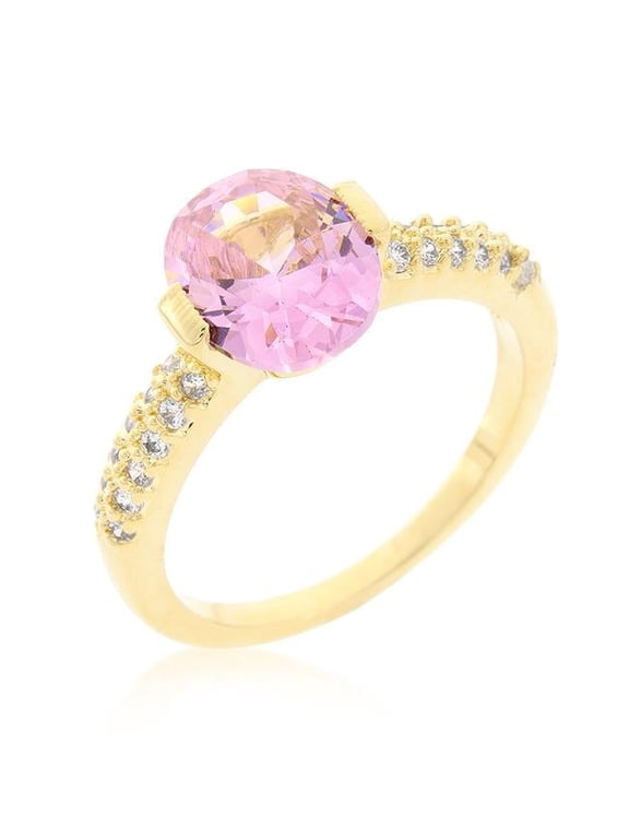 R08350G-C12-06 Pink Oval Cubic Zirconia Engagement Ring- Size - 6
