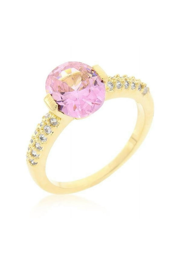 R08350G-C12-10 Pink Oval Cubic Zirconia Engagement Ring- Size - 10