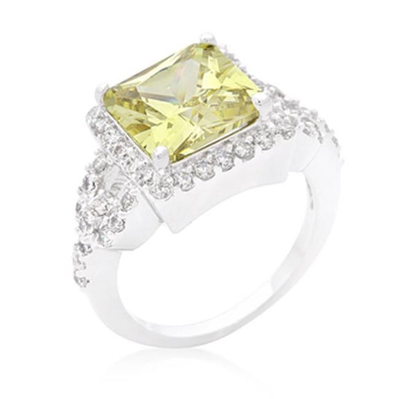 Kate Bissett R08352R-C41-10 Halo Style Princess Cut Peridot Cocktail Ring - Size 10