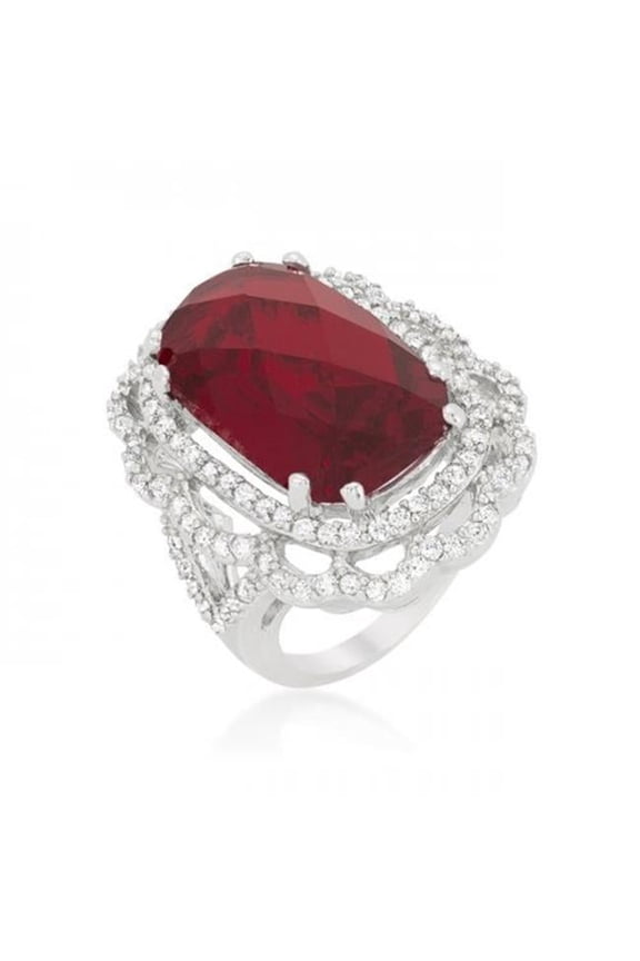 R08379R-C13-05 Red Cocktail CreSt Ring Size - 05
