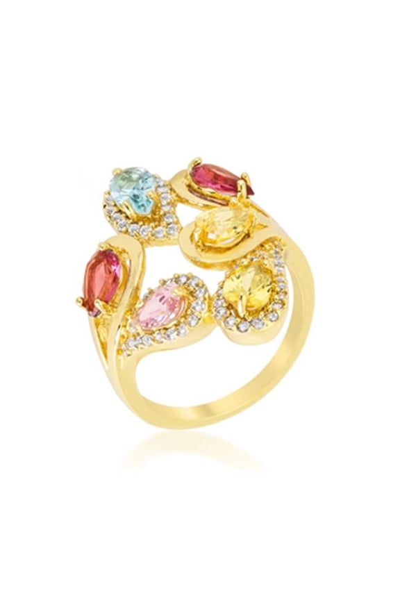 R08385G-V01-10 Multi-color Cocktail Ring Size - 10