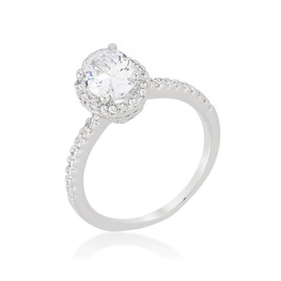 Kate Bissett R08388R-C01-10 Oval-cut Floating Halo Cubic Zirconia Engagement Ring Size - 10