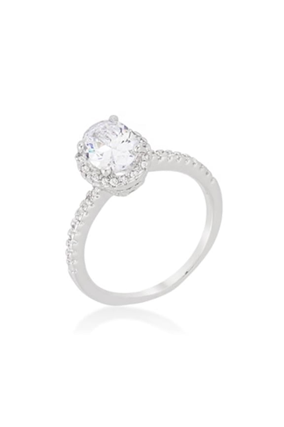 R08388R-C01-10 Oval-cut Floating Halo Cubic Zirconia Engagement Ring Size - 10
