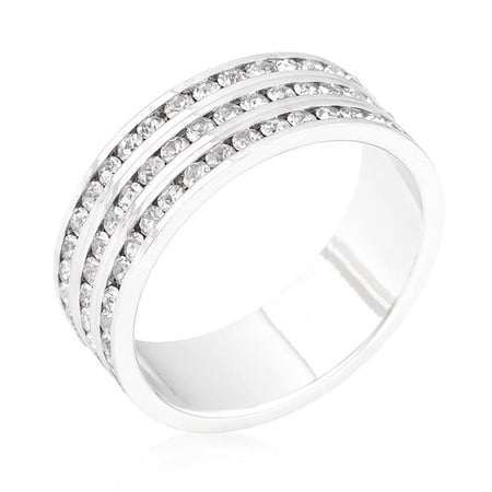 Kate Bissett Triple Row Crystal Eternity Band - Clear - Size 9