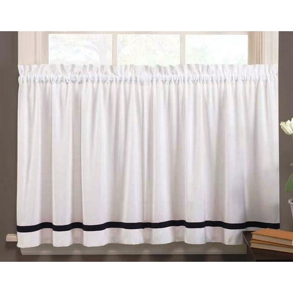 Kate Black 36" kitchen curtain tier