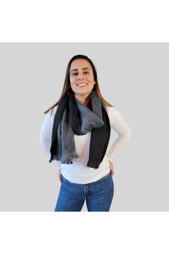 Kate - Black/Gray Reversible Scarf