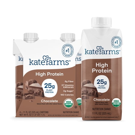 Kate Farms High Protein Nutrition Shake Chocolate, 4-pack 11 fl oz
