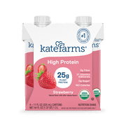Kate Farms High Protein Nutrition Shake Strawberry, 4-pack 11 fl oz