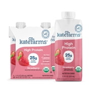 Kate Farms High Protein Nutrition Shake Strawberry, 4-pack 11 fl oz