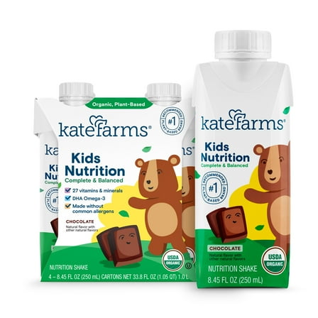Kate Farms Kids Nutrition Shake, Chocolate, 4 Pack, 8.45 fl oz