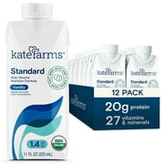 Kate Farms Organic 1.4 Nutrition Shake, Vanilla, 455 Calories, 20g Protein, Meal Replacement, 11 oz, 12-Pack