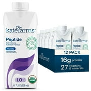 Kate Farms Organic Vegan Peptide 1.0, Meal Replacement Shake for Adults, Vanilla 11 fl oz 12-Pack