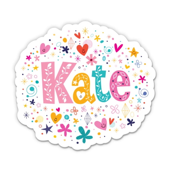 Kate Girl Name Cute Kid Lunchbox - 3" Vinyl Sticker - For Car Laptop Water Bottle Phone - Waterproof Decal