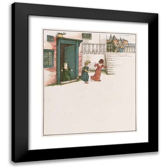 Kate Greenaway 12x14 Black Modern Framed Museum Art Print Titled - The Pied Piper of Hamelin Pl 26 (1910)