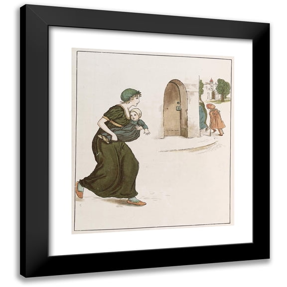 Kate Greenaway 12x14 Black Modern Framed Museum Art Print Titled - The Pied Piper of Hamelin Pl 28 (1910)