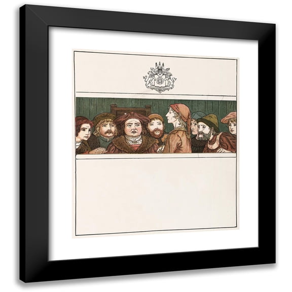Kate Greenaway 12x14 Black Modern Framed Museum Art Print Titled - The Pied Piper of Hamelin Pl 4 (1910)