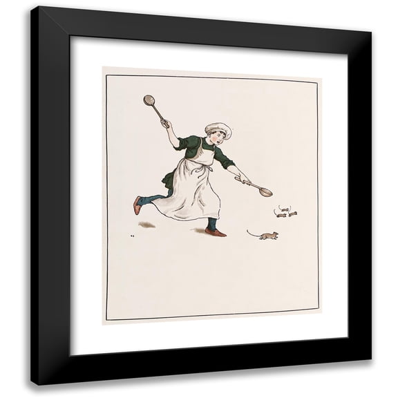 Kate Greenaway 12x14 Black Modern Framed Museum Art Print Titled - The Pied Piper of Hamelin Pl 7 (1910)