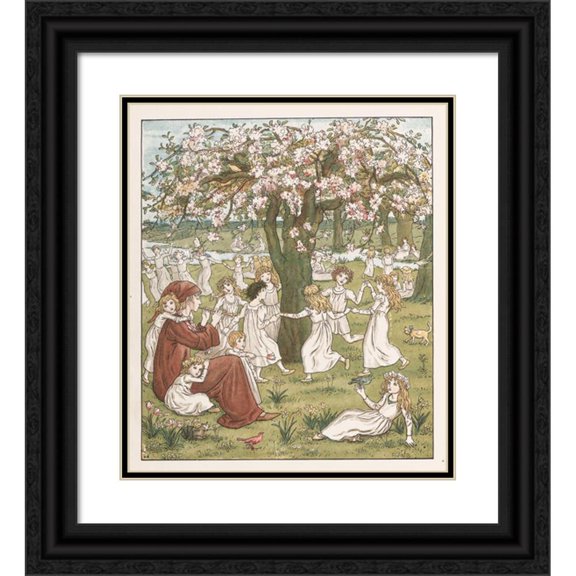 Kate Greenaway 12x14 Black Ornate Wood Framed Double Matted Museum Art Print Titled: The Pied Piper of Hamelin Pl 1 (1910)