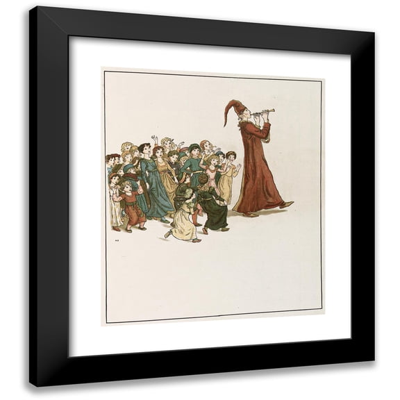 Kate Greenaway 15x17 Black Modern Framed Museum Art Print Titled - The Pied Piper of Hamelin Pl 35 (1910)