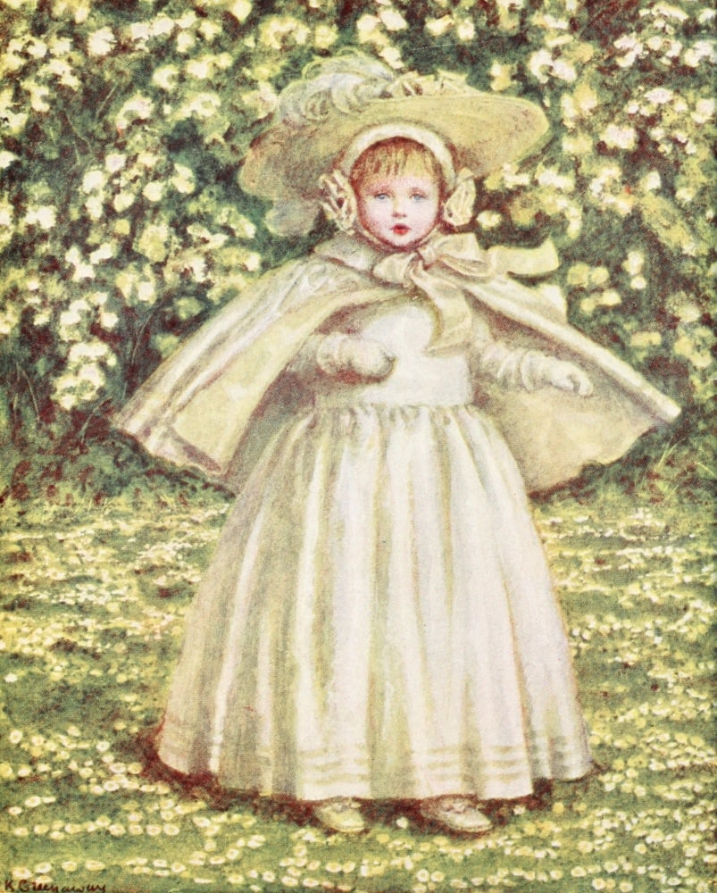 Kate Greenaway 1905 A baby in white Canvas Art - Kate Greenaway (24 x 36)