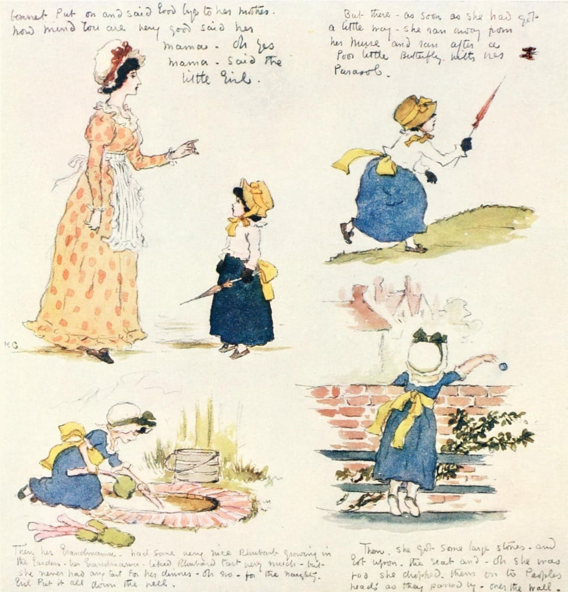 Kate Greenaway 1905 Facsimile of original story page 1 Canvas Art - Kate Greenaway (24 x 36)