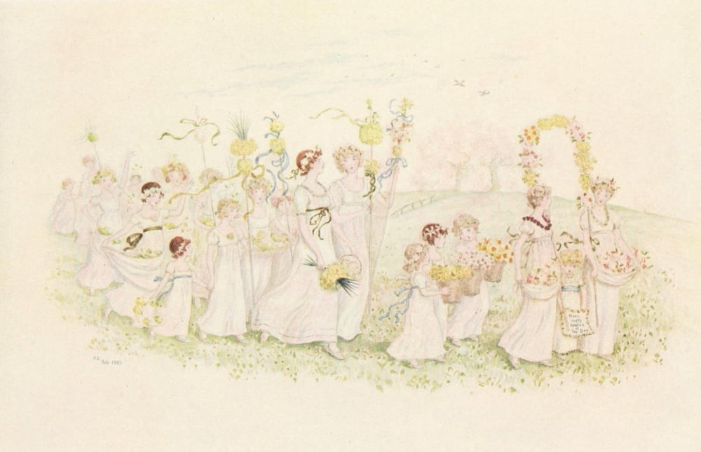 Kate Greenaway 1905 Happy returns of the day Canvas Art - Kate Greenaway (18 x 24)